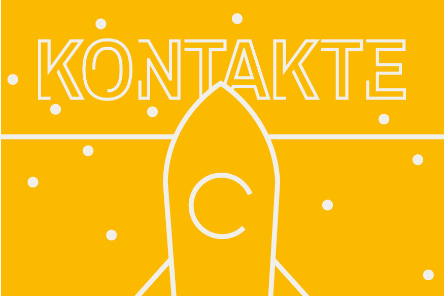 Visual KONTAKTE-Veranstaltung: Eine Rakete startet, oben der Schriftzug "Kontakte"