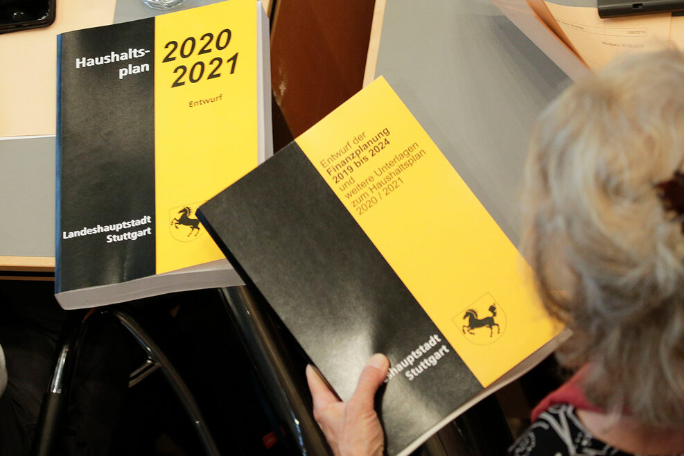 Zu sehen sind die Publikationen des Haushaltsplans 2020/2021 und die Finanzplanung 2021 bis 2024.