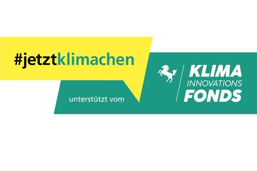 Das Förderbadge des Stuttgarter Klima-Innovationsfonds in Grün und Gelb