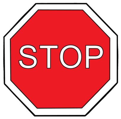 Auf einem roten Schild steht Stop (auf deutsch Stopp)