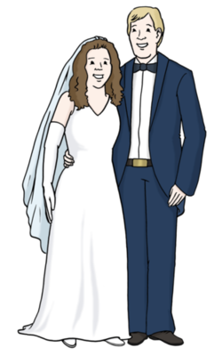 Eine Frau und ein Mann als Hochzeits-Paar