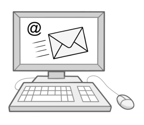 Computer mit E-Mail im Display