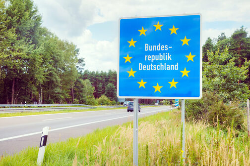 Deutschland Grenze Straßenschild