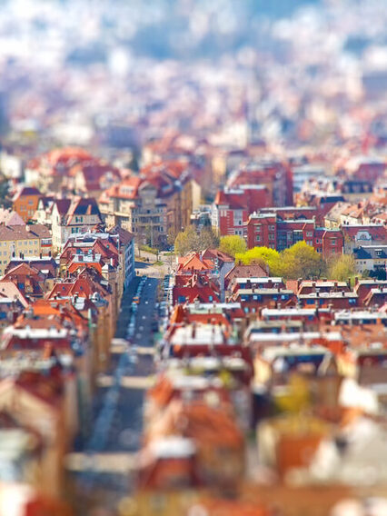 Stuttgart von oben, rote Dächer
