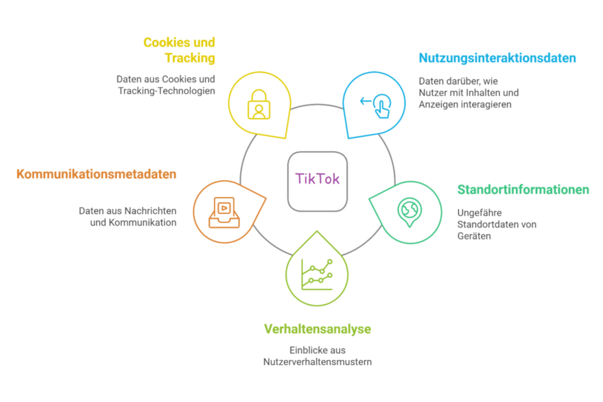The graphic shows a simplified representation of data collection and use by TikTok.