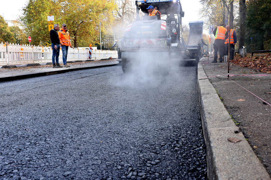 A road is asphalted