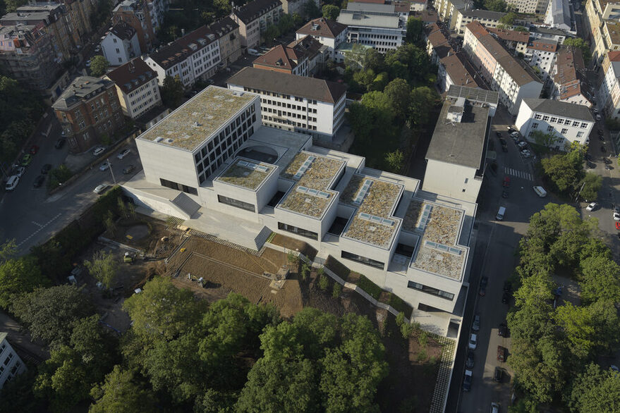 Luftaufnahmen vom Neubau der John Cranko Schule in Stuttgart