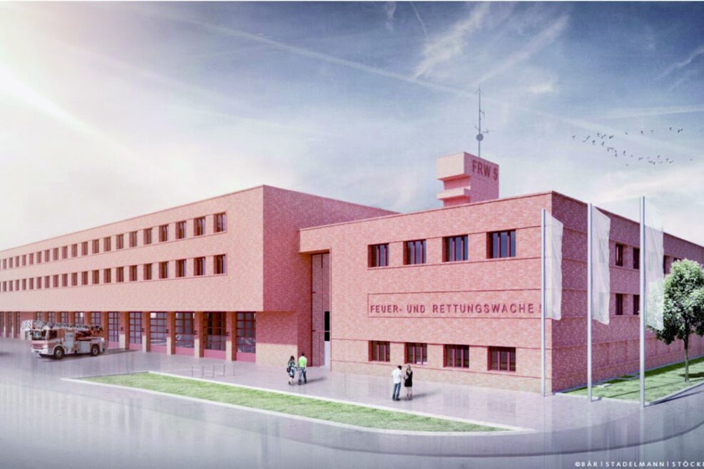 Visualisierung: Neubau Feuer- und Rettungswache 5 in Stuttgart-Möhringen