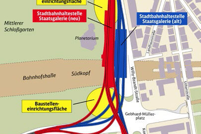 Grafik zum Umbau der Haltestelle Staatsgalerie