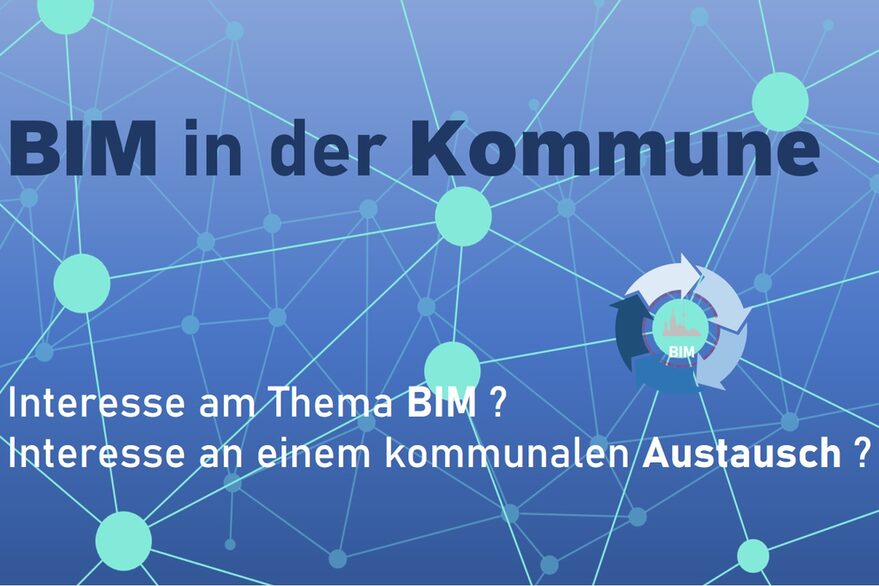 Grafik mit Aufruf zum interkommunalem Austausch zum Thema BIM