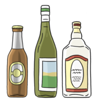 Flaschen mit Alkohol, wie Bier, Wein oder Schnaps