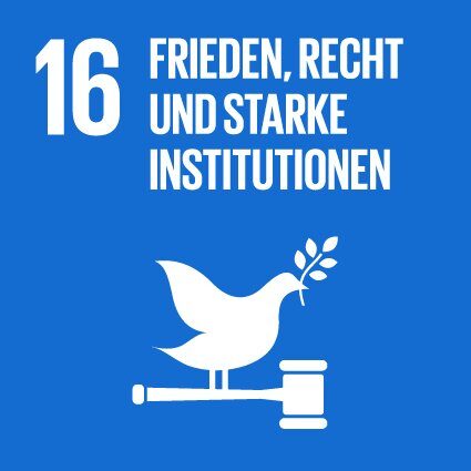 Grafik SDG16: Frieden, Recht und starke Institutionen