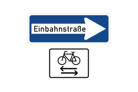 Verkehrsschild: Einbahnstraße, Fahrrad frei