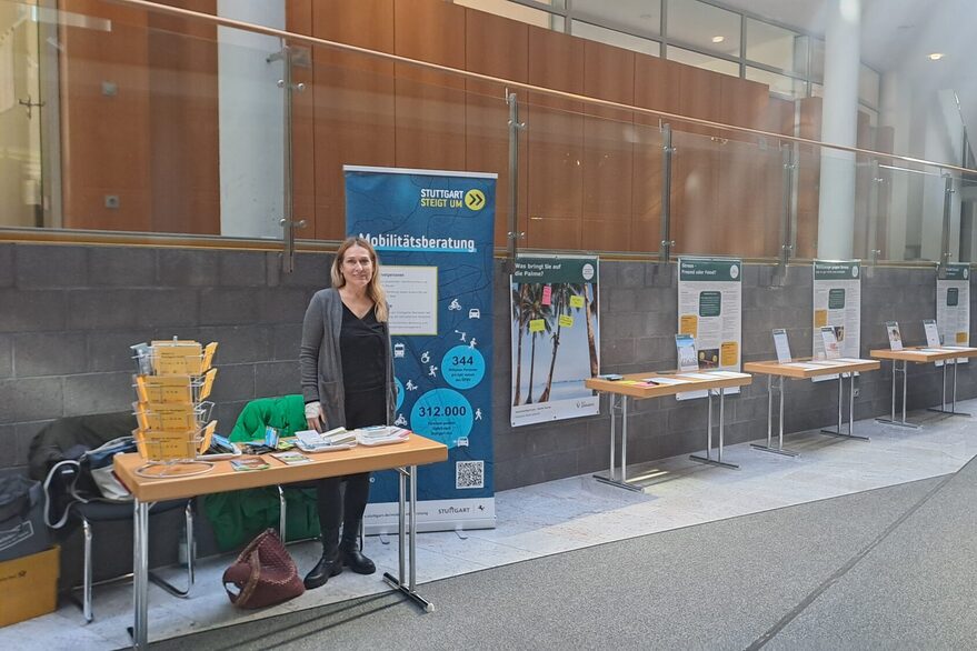 Der Stand der Mobilitätsberatung beim Gesundheitstag bei der SWSG