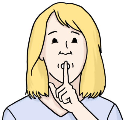Eine Frau legt ihren Zeigefinger auf ihren Mund als Zeichen für das Schweigen