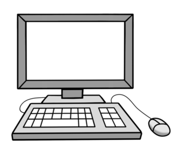 Computer mit Tastatur, Bildschirm und Maus