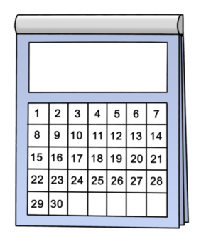 Kalender mit 30 Tagen