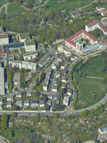 Luftaufnahme der Weissenhofsiedlung
