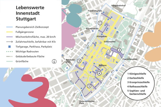 Karte mit Erläuterung der Zufahrtsschleifen