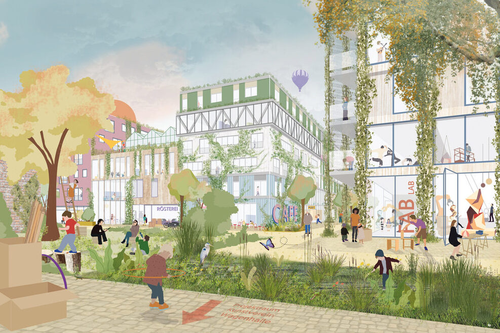 Stuttgart Rosenstein – das größte Stadtentwicklungsprojekt der Landeshauptstadt. Die Abbildung zeigt die Planung für die "Pioniere urbaner Produktion" auf dem Gebiet rund um die Wagenhallen.