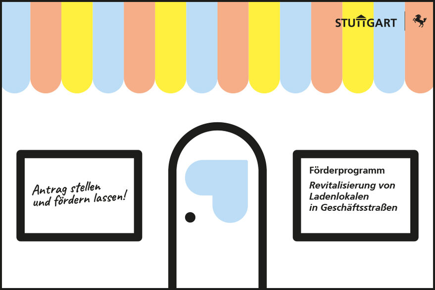 Grafik zum Förderprogramm "Revitalisierung von Ladenlokalen in Geschäftsstraßen"