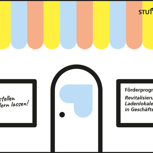 Grafik zum Förderprogramm "Revitalisierung von Ladenlokalen in Geschäftsstraßen"