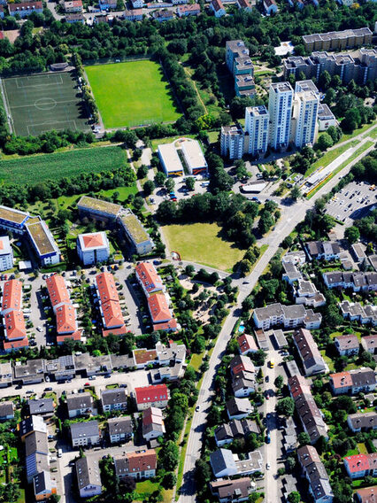 Luftaufnahme des Stadteils Neugereut.