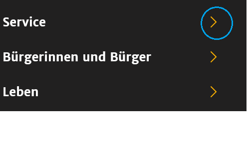 Gelber Pfeil zeigt an, dass es in diesem Bereich noch weitere Themen gibt.