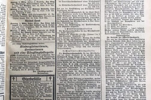 Amtsblatt vom 2. März 1940: Stellenanzeige Kindergärtnerinnen, Hortnerinnen und eine Säuglingspflegerin