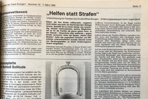 Archiv: Amtsblatt vom 7. März 1985: Erfahrungsaustausch „Helfen statt Strafen“