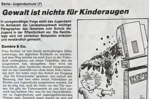 Auszug Amtsblatt vom 30. November 1989, Jugendschutzserie: Jugendgefährdende Schriften