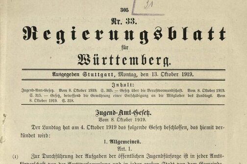 Auszug Jugendamtsgesetz Württemberg vom 8. Oktober 1919