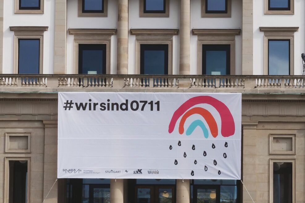 Banner #wirsind0711 am StadtPalais - Museum für Stuttgart
