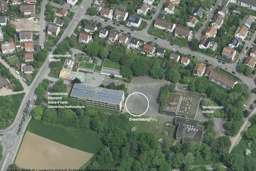 Schrägluftbild: Erweiterung Anne-Frank-Gemeinschaftsschule