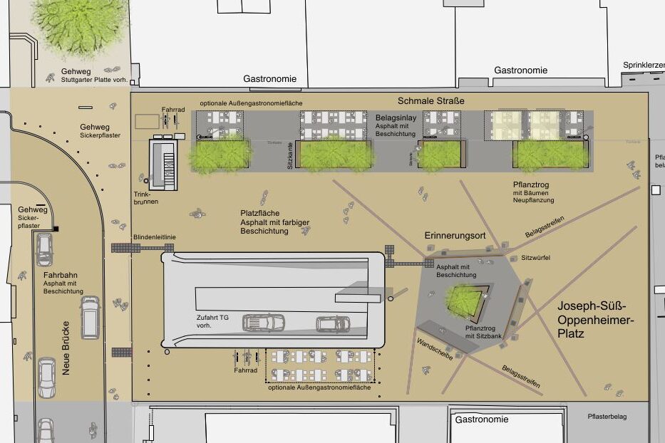 Lageplan des neugestalteten Joseph-Süß-Oppenheimer-Platzes