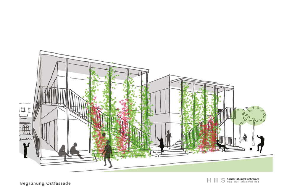 Skitzze - Begrünung der Ostfassade