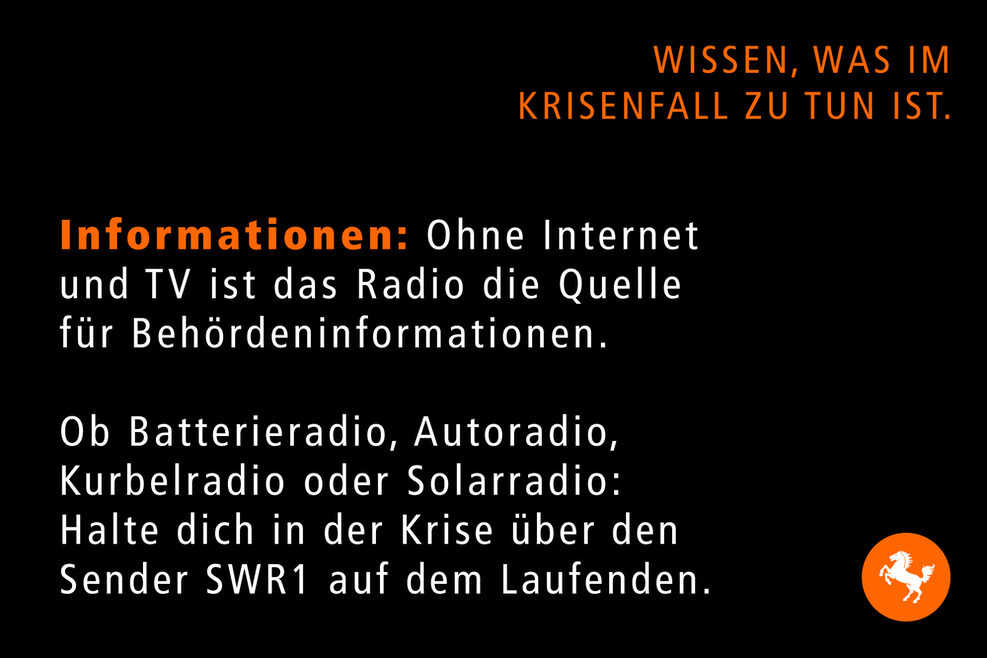 Kampagnenmotiv 2.1: Ohne Internet und TV ist das Radio die Quelle für Behördeninformationen.