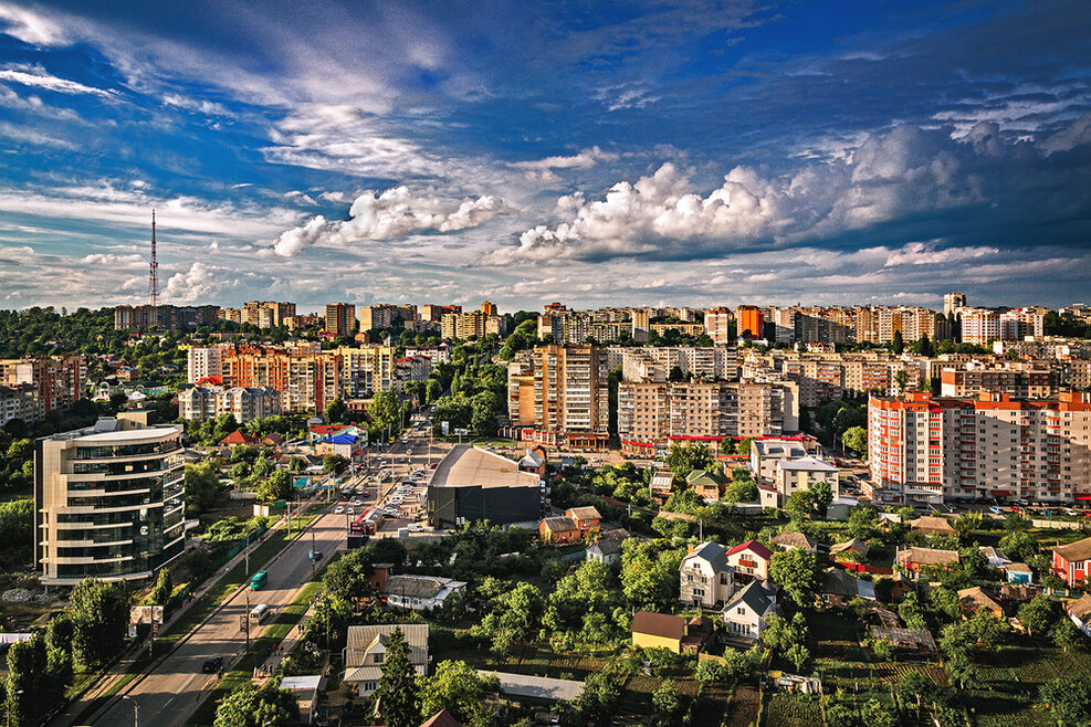 Panoramabild der Stadt Chmelnyzkyj