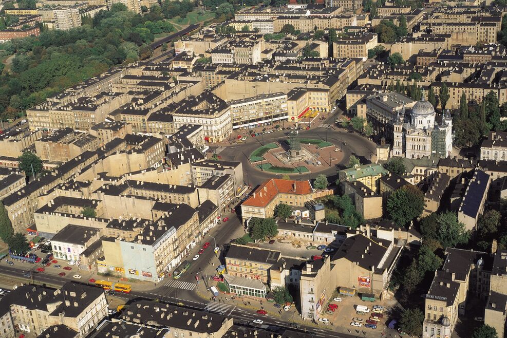 Luftaufnahme der Innenstadt von Lodz