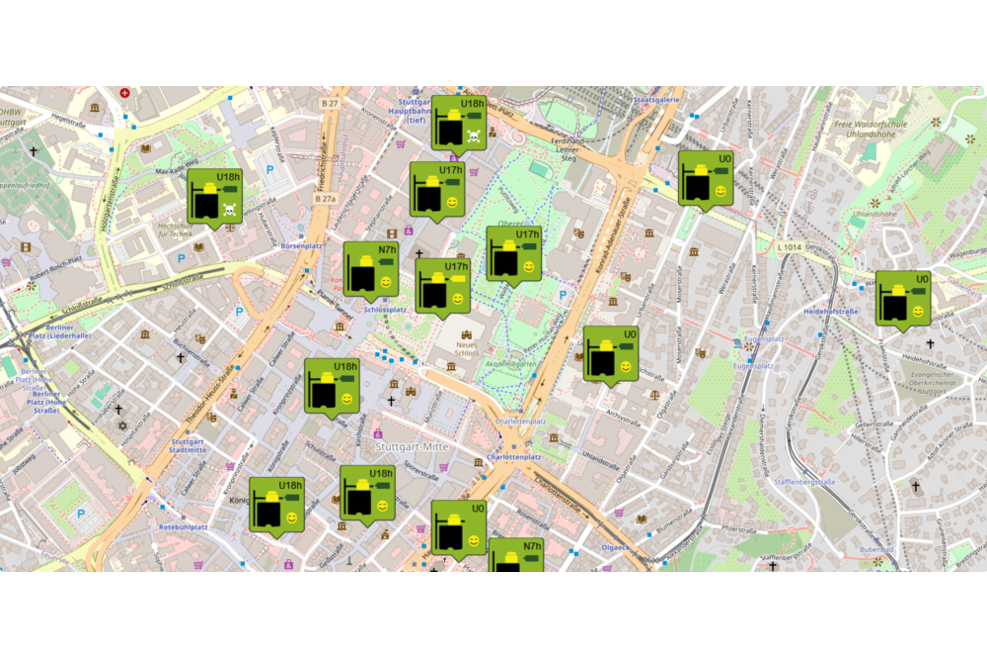 Eine weitere Kartenansicht, auf der weitere Köderboxen eingezeichnet sind.