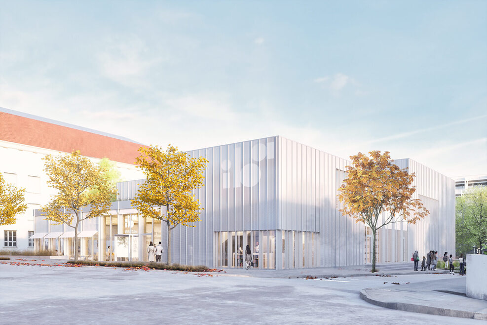 Collage von dem neuen Besucherzentrum von der Seite.