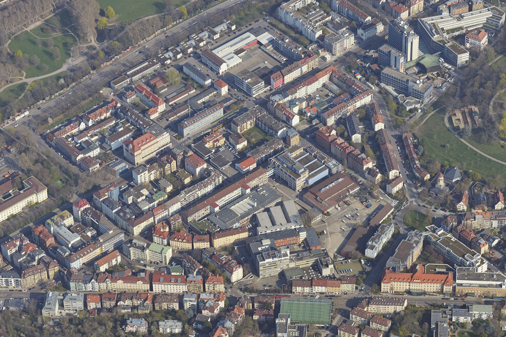 Luftaufnahme des EnBW-Areals am Stöckach