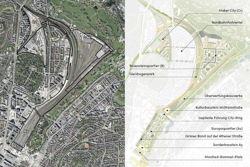 Darstellung städtebaulicher Rahmenplan mit Leitlinien für Stuttgart Rosenstein