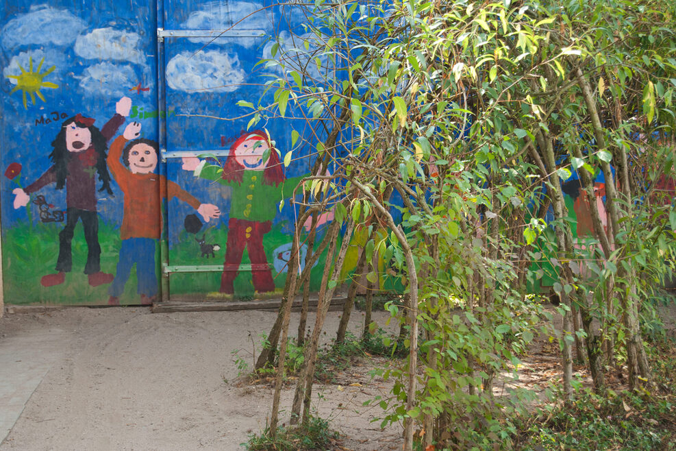 Weidentunnel im Garten.