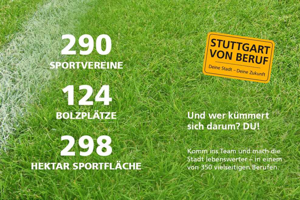 Kampagnenmotiv Thema Sport: 290 Sportvereine, 124 Bolzplätze, 298 Hektar Sportfläche