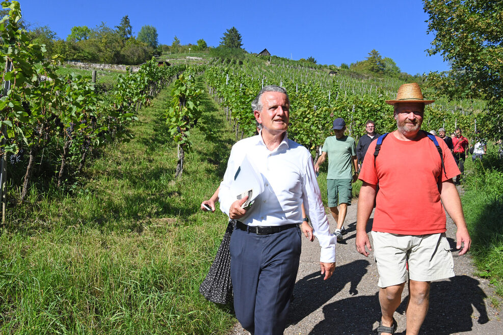 OB Nopper beim Rundgang im Weinberg