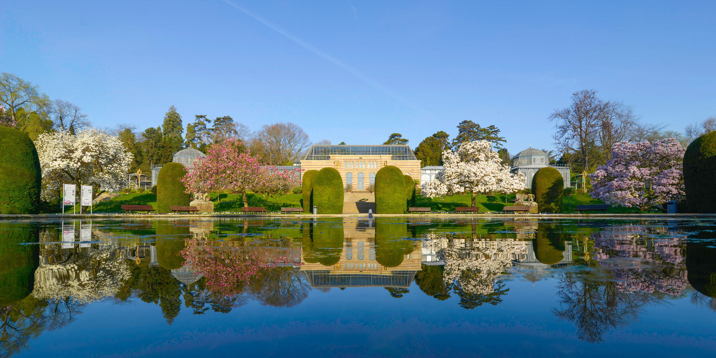 Wilhelma, zoo and botanical garden with pond