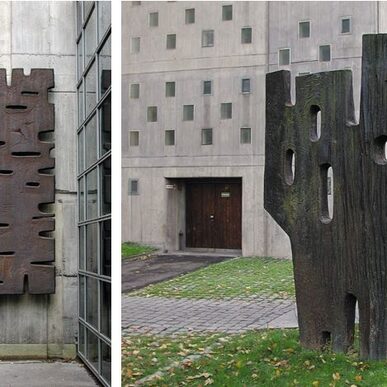 Otto Herbert Hajek: Durchbrochene Fläche (Wandrelief) / Durchbrochene Fläche im Raum (Skulptur). Foto: Brigitte Ruoff