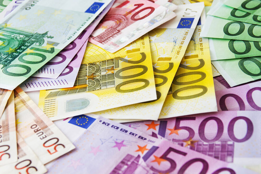 Nachaufnahme von Euro-Banknoten