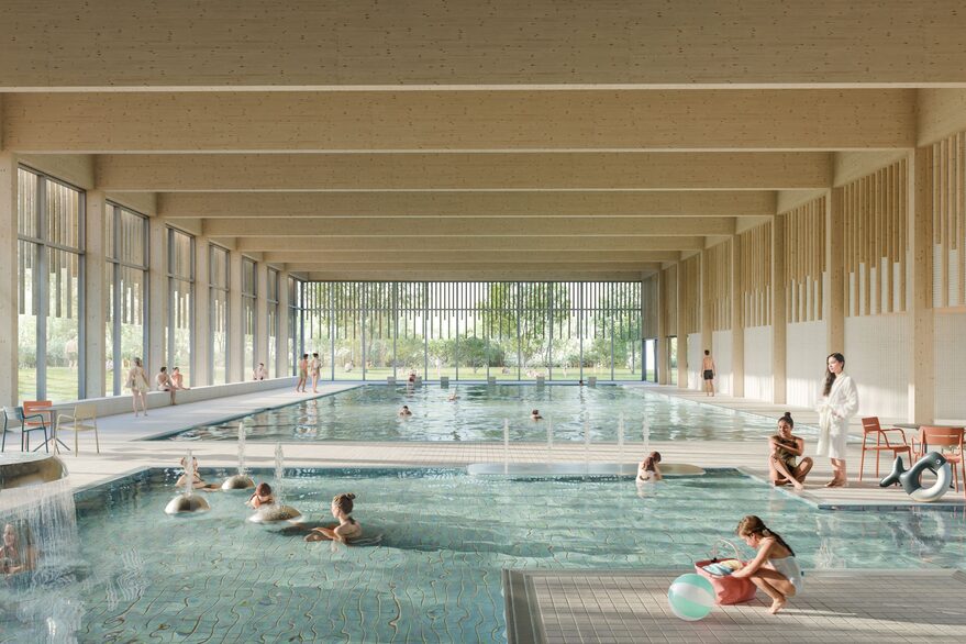 Visualisierung des Innenbereichs des neuen Hallenbads.